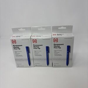 TRU RED Permanent Marker, Fine Tip, Blue, 12 X 3 Packs (36) Pens Lot Of 3